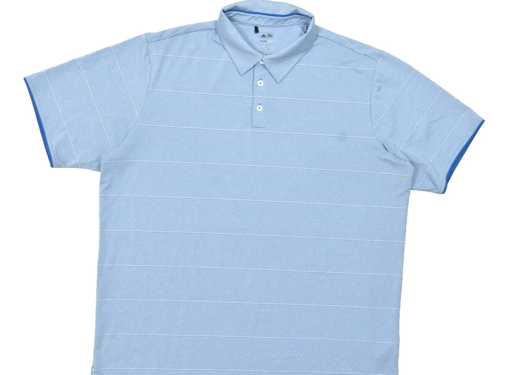 Adidas Golf Climalite Blue Striped Short Sleeve Polo Shirt Men's Size 2XL XXL